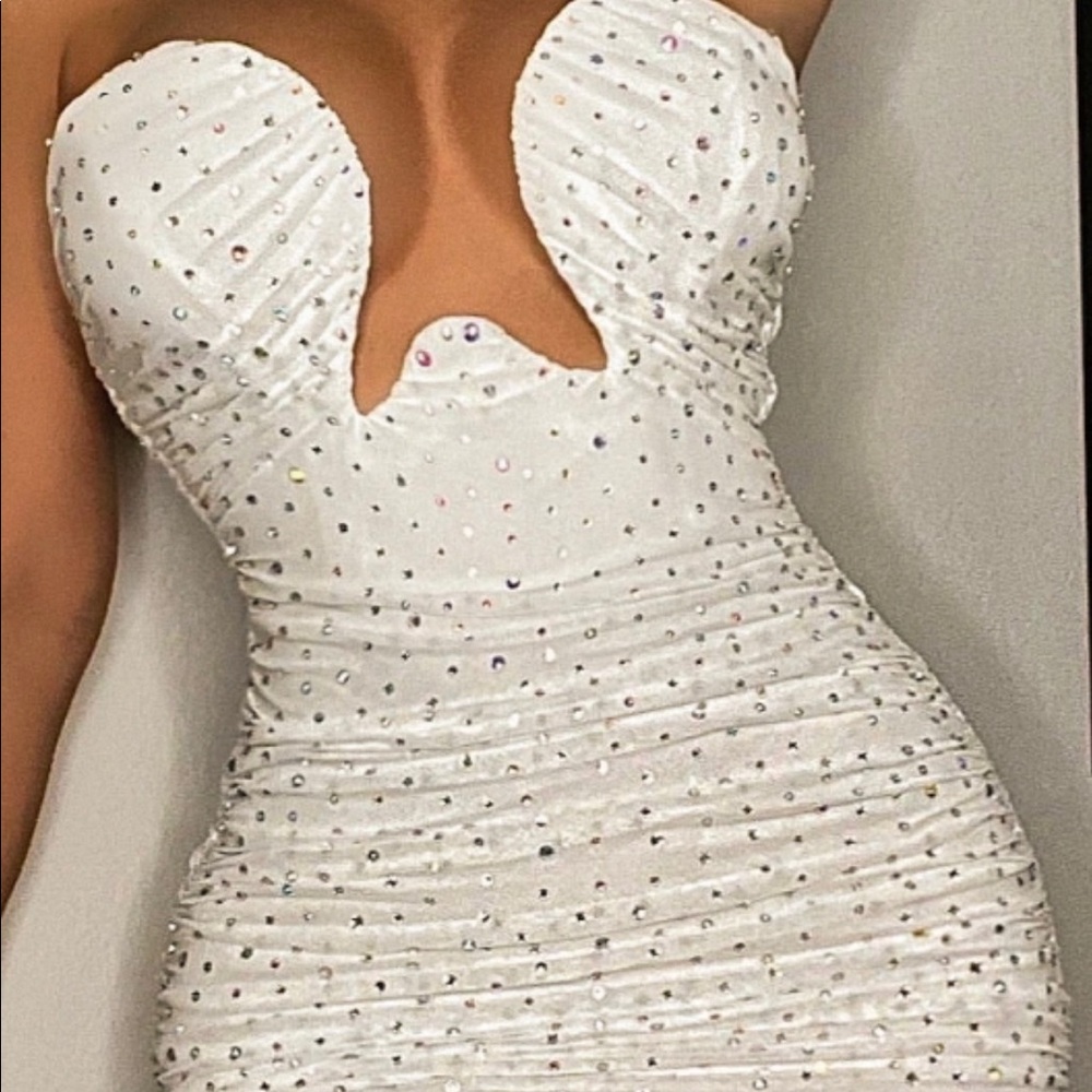 Brand New rhinestone white dress very sexy